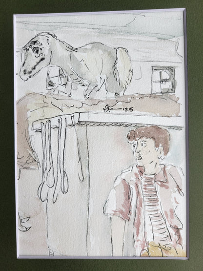 Six-inch Retractable Claws - Jurassic Park Original Ink & Watercolor Art (5x7)