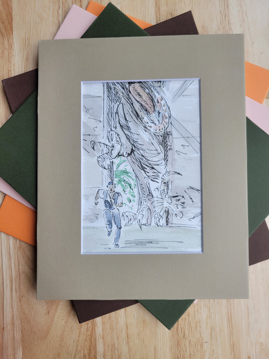 It's in the Cage! - Jurassic World Original Ink & Watercolor Art (5x7)
