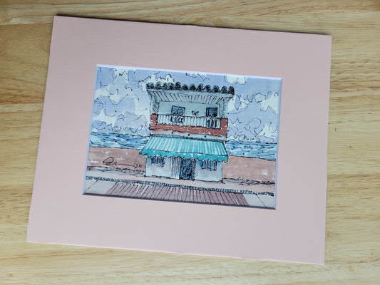 Beach Front Place - Sagefen Series Original Ink & Watercolor Art (5x7)