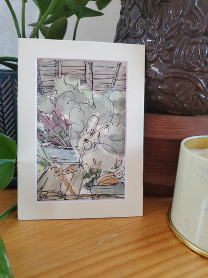 Bunny Harvest - Original Ink & Watercolor Paintings (4x6)