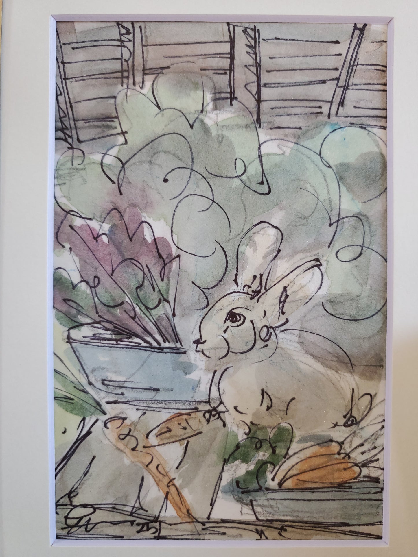 Bunny Harvest - Original Ink & Watercolor Paintings (4x6)