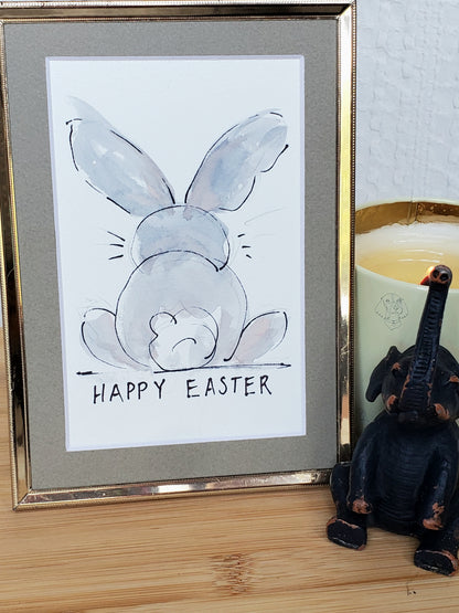 Easter Bunny Card - Original Ink & Watercolor